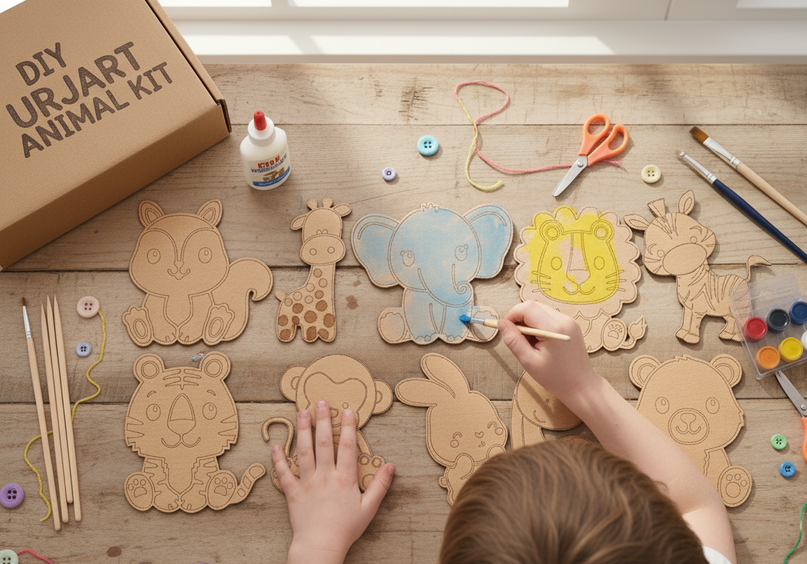 Pre-Marked MDF Animal Cutouts (10 Pcs) – DIY Wooden Shapes for Painting and Kids' School Projects – Set of 10 Unique Cartoon Animals – 3 mm Thick MDF Wood
