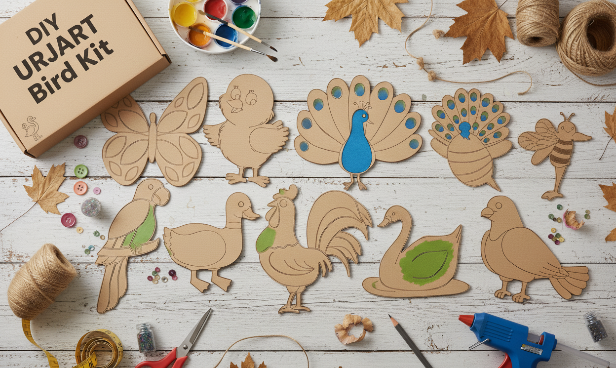 Pre-Marked Birds Cutouts (10 Pcs) – DIY Wooden Shapes for Painting, and Kids' School Projects – Set of 10 Unique Cartoon