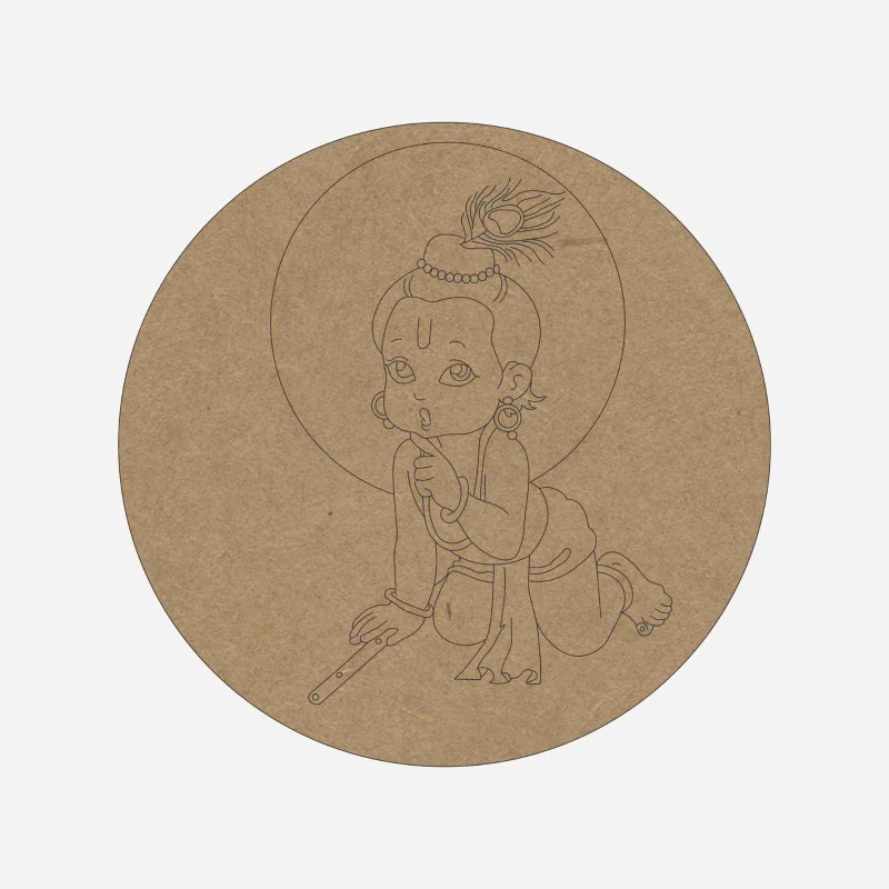 MDF Pre-Marked Bal Krishna on Round Base